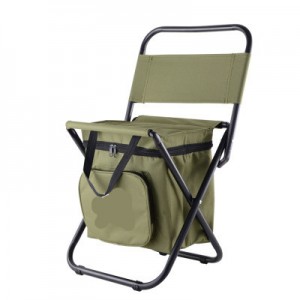 Outdoor Portable  Foldable  Picnic Stool Beach Chair With Backrest And Cooler Bag