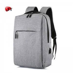 Factory Price Good Quality Black Leather Laptop Bag Men Backpack with USB Charger