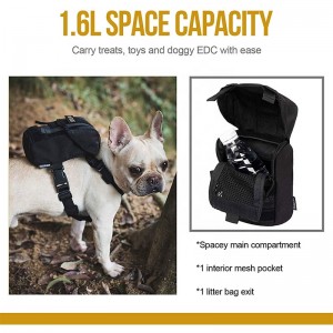 Custom Dog Saddlebag Backpack Outdoor Durable Small Medium Pet Saddle Bag Pack With Litter Bag
