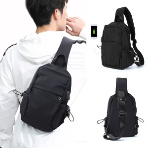 China Wholesale Crossbody Sling Bag Manufacturers –  Custom Cross Body Mini Sling Backpacks Shoulder USB Bag Polyester Crossbody Backpack for Men – Kinghow