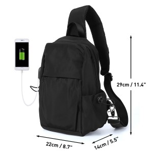 Custom Cross Body Mini Sling Backpacks Shoulder USB Bag Polyester Crossbody Backpack for Men