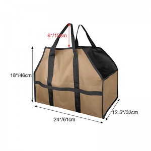 Outdoor Camping Picnic Large Canvas Log Firewood Totes Bag Carriers For Wood Pick Up Storage