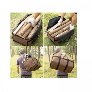 Outdoor Camping Picnic Large Canvas Log Firewood Totes Bag Carriers For Wood Pick Up Storage