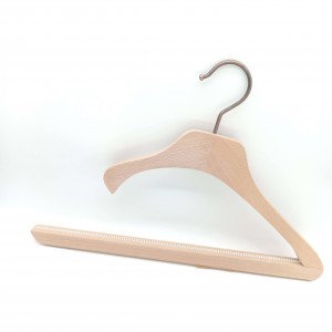 Customized luxury beech wooden Clothes Hanger with bar