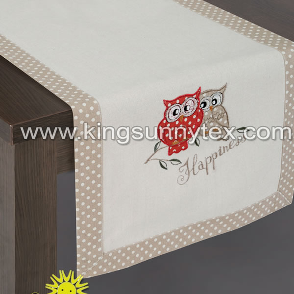 Owl Embroidered Table Runner