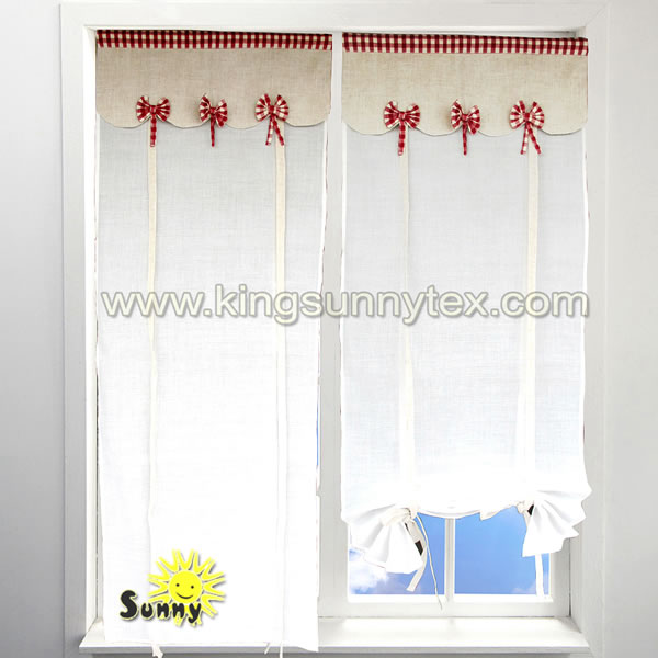 Trending Products Arabic Curtains - Readymade Curtains With Attached Valance In Red Bow Design – Kingsun