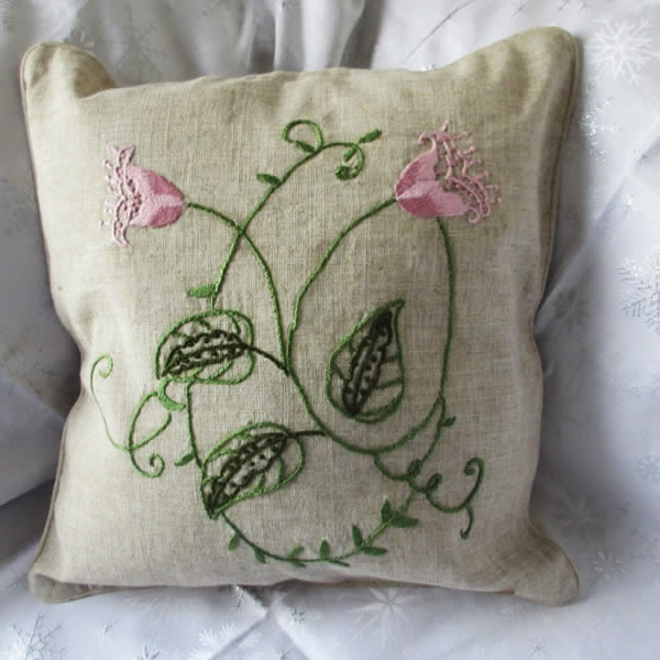 Handmade Linen Embroidery Cushion Cover