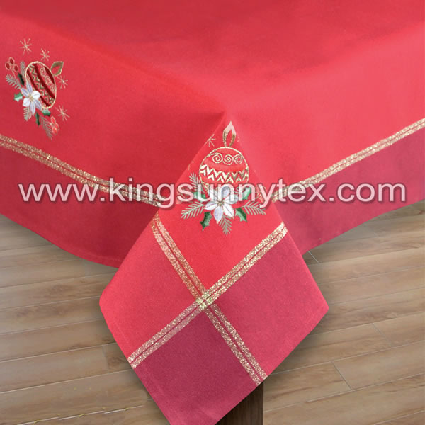 Red Gold Thread Candle Embroidery Tablecloth For Christmas