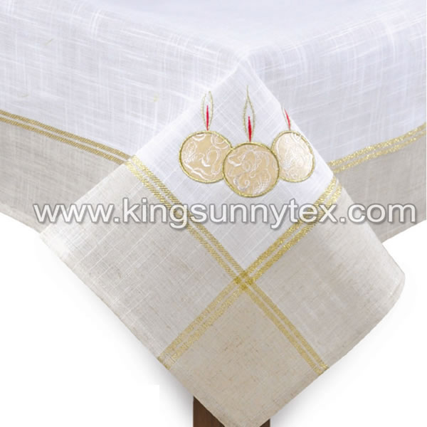 White Spherical Candle Embroidery Wide Gold Lurex Thread Fabric For Christmas