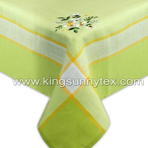 Green Flower Embroidery Tablecloth For Home Textile
