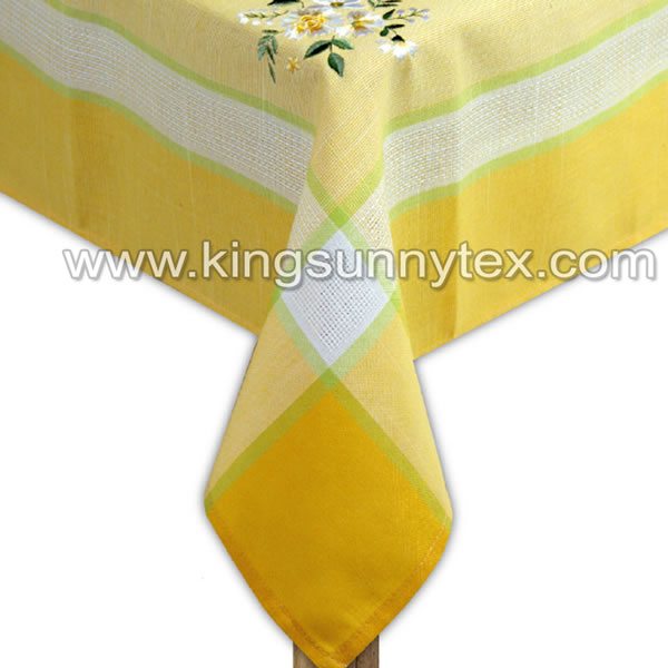 Yellow Flower Embroidery Tablecloth For Home Textile