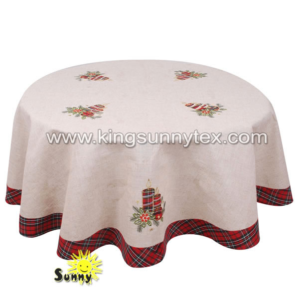 China Factory for Heat-Resistant Table Runner - Embroidery Tablecloths With Red Check Border For Christmas – Kingsun