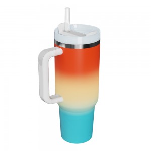 Hot Selling 40OZ Stainless Steel Vacuum 3 Gradient Color Tumbler with Handle and Straw