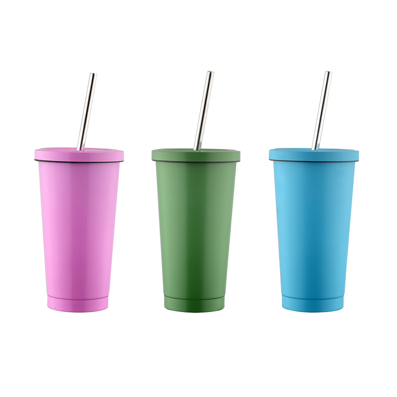 double wall tumbler with straw