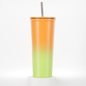 640ml Double Wall Insulated Tumbler With Straw And  Lid