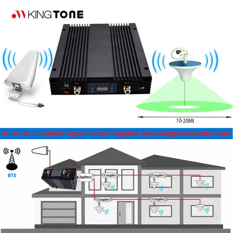 Fast delivery 4g Indoor Signal Booster - Kingtone New 80dB ALC Amplificador Booster B2 B4 B5 850/1900/1700-2100 mhz 2G/3G/4G/LTE Amplifier Tri Band Cell Phone Booster Big Coverage Network Booster ...