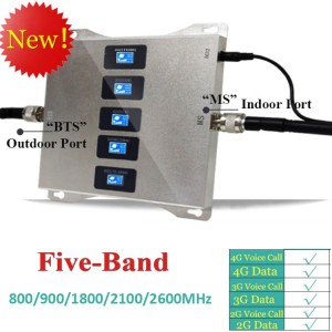 Kingtone Five Band 20/8/3/1/7 Cellphone Booster 800 900 1800 2100 2600Mhz Cellular Amplifier GSM 2G 3G 4G Mobile Phone Signal Booster