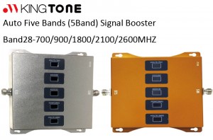 Kingtone 2022 New Arrival Silver&Golden Multiband Repeater B28-700/900/1800/2100/2600MHZ Five-Bands Signal Booster for Cell Phones