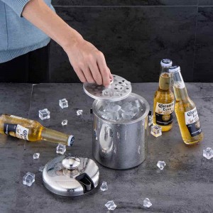 1.3L double wall insulated stainless steel metal champagne buckets HC-02619-A