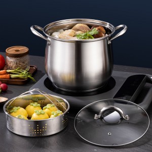 Commercial-quality stainless steel cooking pot set HC-FT-01610-D