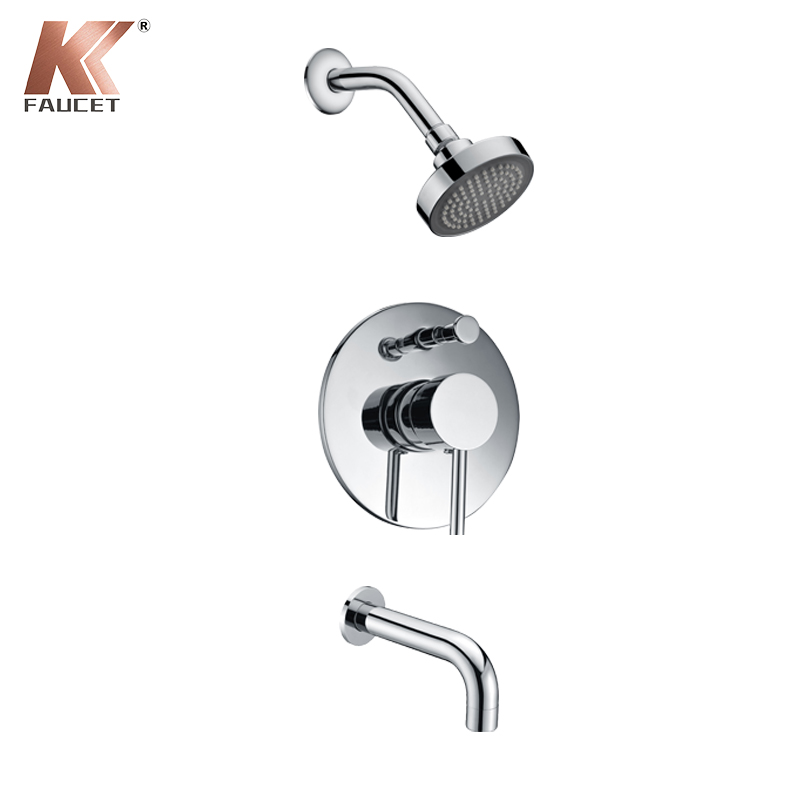 KKFAUCET Round Shower Trim Kit With Rain Shower With Spout