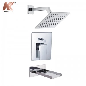 KKFAUCET Square Shower Trim Kit With Rain Shower With Water Fall Spout