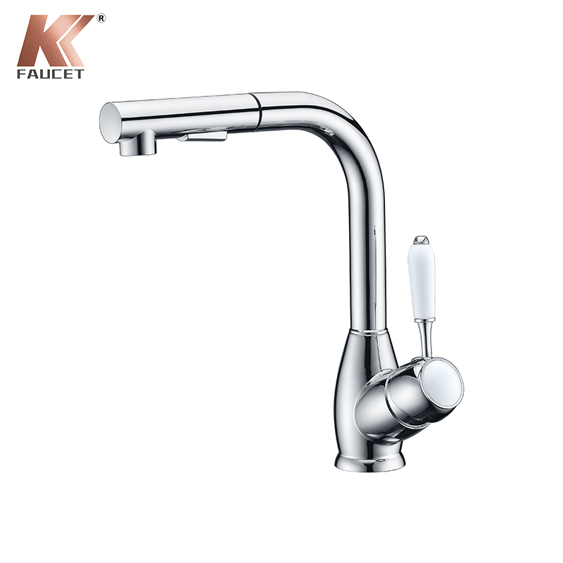 KKFAUCET SINGLE HOLE PULL OUT KITCHEN FAUCET WITH SHOWER HEAD