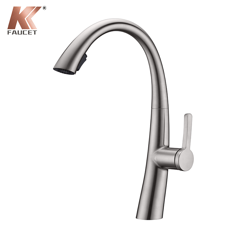 KKFAUCET SINGLE HOLE PULL DOWN KITCHEN FAUCET WITH PLASTIC SPRAYER