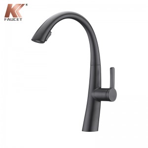 KKFAUCET SINGLE HOLE PULL DOWN KITCHEN FAUCET WITH PLASTIC SPRAYER