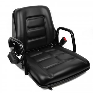 Forklift Seat with Integrated Steel Armrest Fold Down Backrest Fits Caterpillar Mitsubishi Doosan forklifts