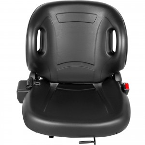 यूनिवर्सल ब्लैक पीवीसी एडजस्टेबल ट्रैक्टर घास काटने की मशीन फोर्कलिफ्ट सीट जिसमें दस्तावेज़ों के लिए सीट स्विच और बैक सीट ऑर्गनाइज़र शामिल है