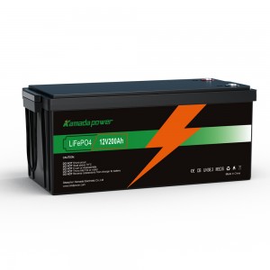 12V 200Ah Battery Litiam 12.8V 200ah Córas Gréine LiFePO4 Battery