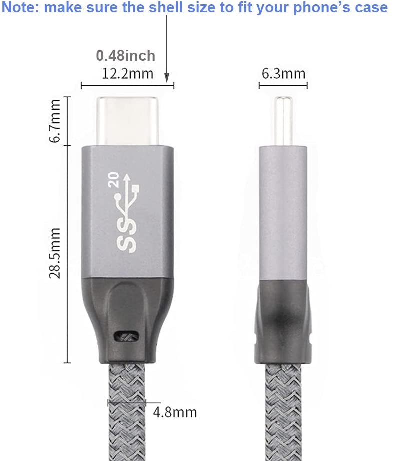 USB-C to USB-C Cable 3.1 Gen 2 100W 20V 5A Charging 10Gbps Data E-Mark  Chipset