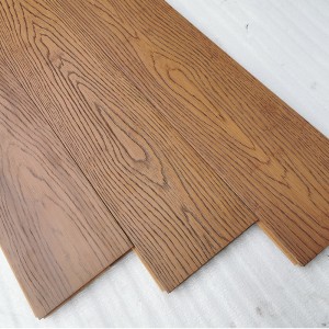 Sàn ngang bằng gỗ sồi màu cà phê dập nổi