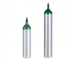 Small medical oxygen gas cylinder with aluminum box