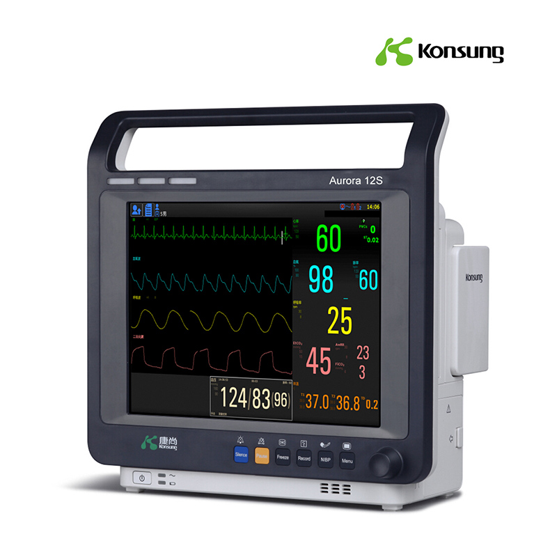 Wholesale Multifunction Semi-Modular Model Patient Monitor - AURORA-12S 12.1-inch 6 parameter patient monitor semi modular support ETCO2 2IBP Printer plug and play – Konsung