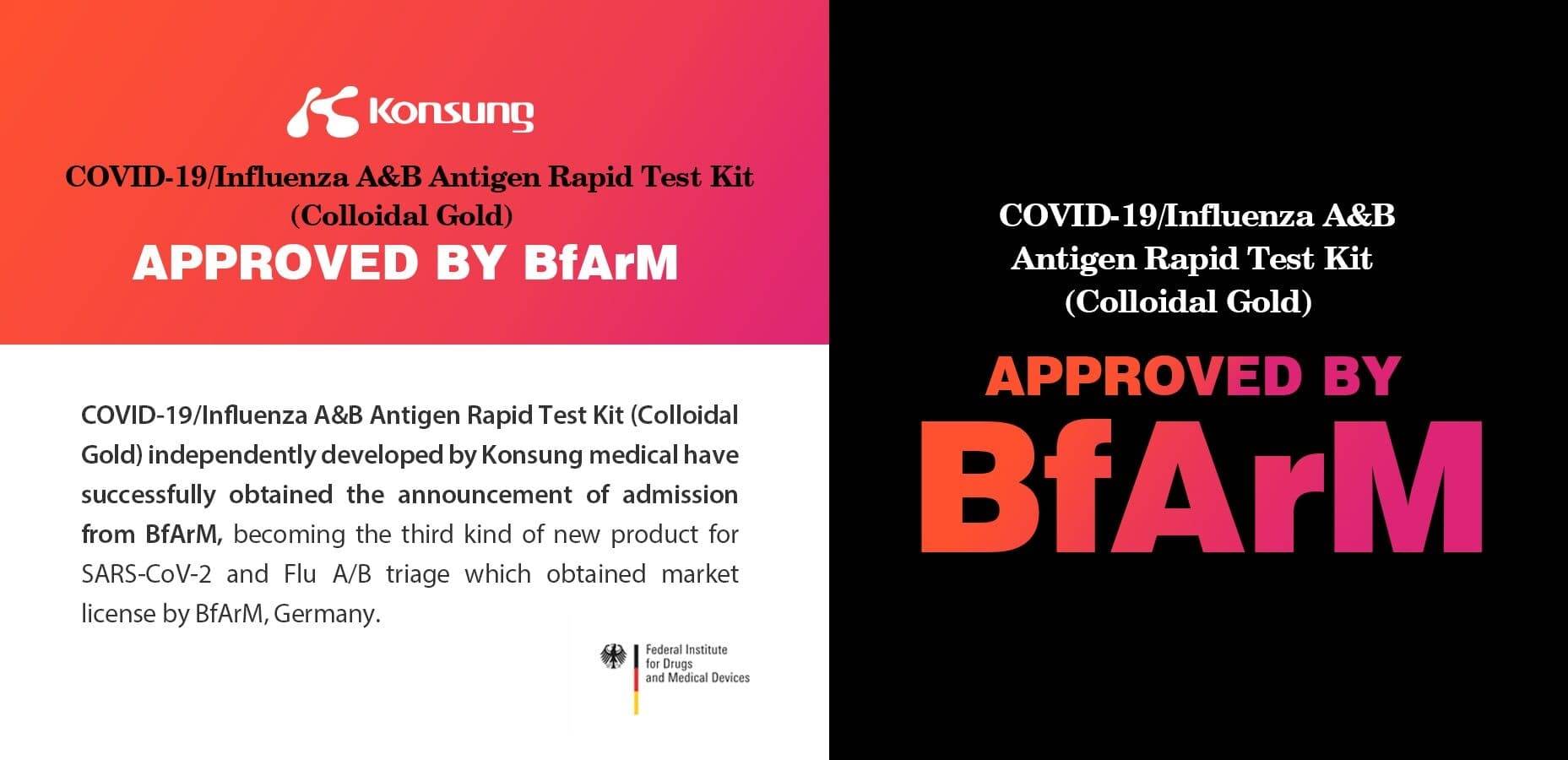 Konsung COVID-19/Influenza A & B-Antigen test kits obtained the announcement of admission from BfArm