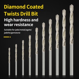 Diamond Coated Twists Drill Bit Set 10 Pieces 2mm,45mm overall