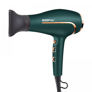 Secador de pelo sen escobillas de alta potencia Koofex de 2000 W para salón profesional comercial doméstico.