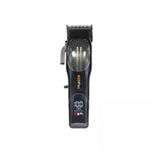 KooFex 2024 Novo Design 12000RPM BLDC Máquina de cortar cabelo Motor sem escova Máquina de cortar cabelo com base de carregamento