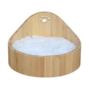 Wholesale Price Soft Round Warming Pet Calming Bed For Dog Cat - Wood pet sofa bed with plush dog sleeping cushion pad – Baby Furniture