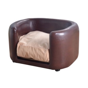 New Arrival China Wholesale Custom Luxury Soft Plush Warm Pet Bed Cushion Sofa Donut Round Cat Dog Bed - Faux leather brown vinyl dog cave pet bed sofa foam dog pad  – Baby Furniture