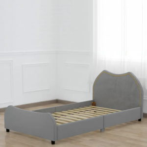 The multi-functional new design of the grey modern children’s bed is suitable for children in all seasons