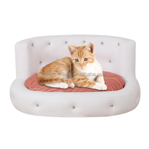 pet furniture Luxury faux leather cat dog bed couch waterproof
