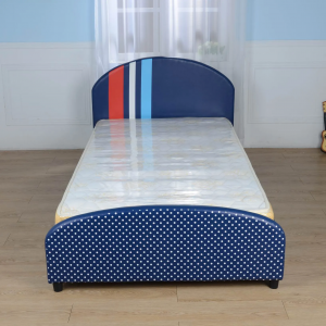 Luxurious eco-friendly odorless boys’ upholstered kid bed new design simple kids furniture