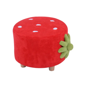 Factory export custom plush strawberry stool kids favorite footstool cartoon kids stool