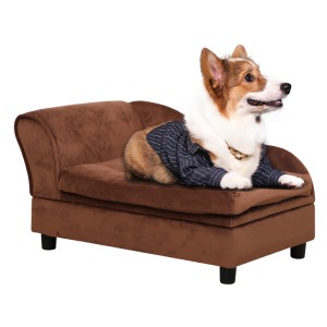 New factory lovely wooden pet bed with storage velvet dog bed