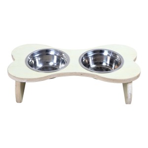 Custom logo Wooden Detachable Dog Bowl Sturdy Waterproof Pet Supplies