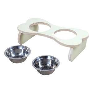 Custom logo Wooden Detachable Dog Bowl Sturdy Waterproof Pet Supplies