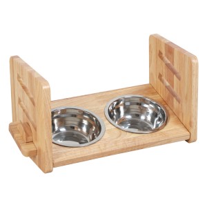 New design Solid Wood Pet Dining Table Bowl Pet Wooden Tilted Feeders